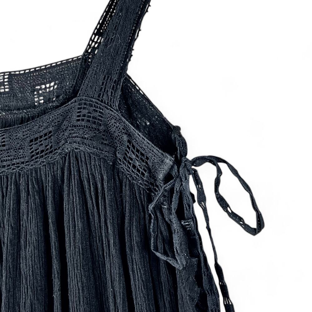 Free People Sweet Thing Bohemian Tunic Dress Witchy XS Black Crochet Whimsygoth - Picture 6 of 9